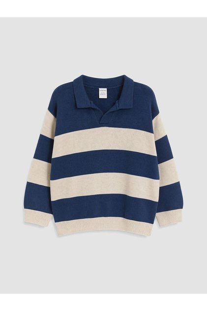 Striped Polo Collar Baby Boy Knit Sweater (W6)