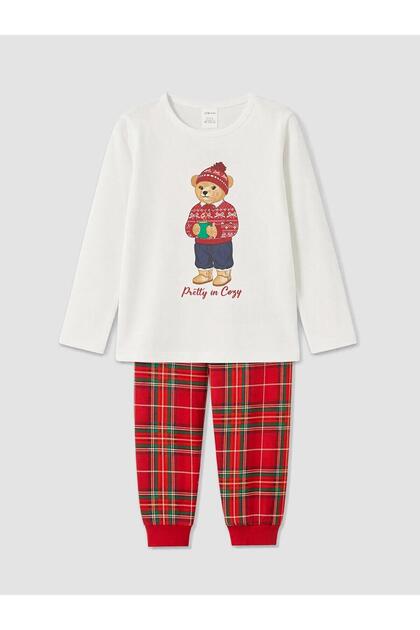 Teddy Bear Printed Girls' Pajama Set (W6)