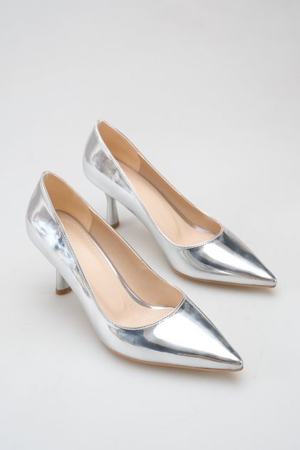 Women's Mirror Silver Pointed Toe Heeled Shoes