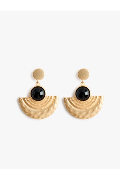 Geometric Earrings with Stones and Dangles