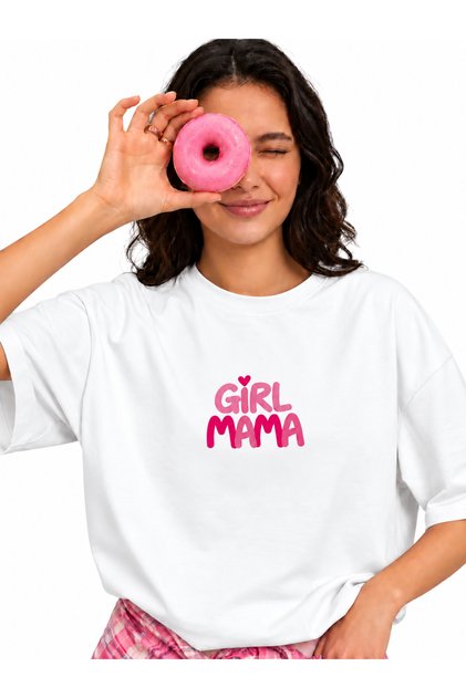 Oversize T-Shirt 100% Cotton Comfortable Fit Mother's Day Special Girl - Boy Mom Printed T-Shirt