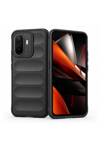 O-Tto Prime Ethnic Silicone Case Compatible with Redmi A7 Pro, Hollowed Out Back Surface, 2mm Ultra-Thin Design, Flexible Protective Cover, Easy Access to All Keys and Slots, Black