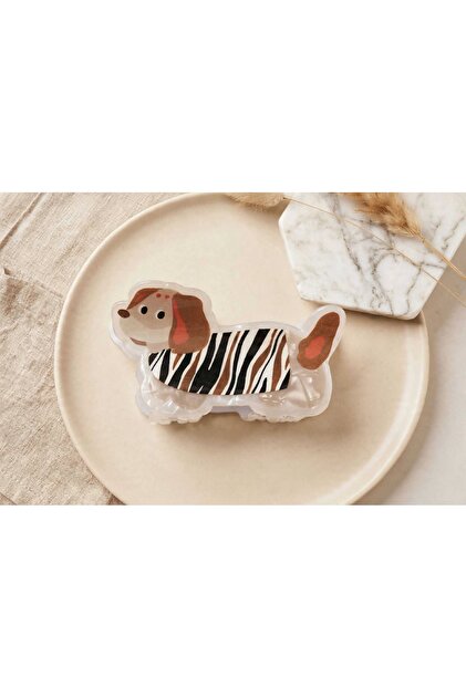 Leopard Patterned Dog Figured Hairpin - Cute Dachshund Hair Clip - Large Acetate Hairpin