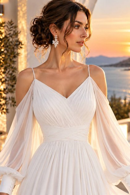 Dima Kırık Beyaz Söz Nişan Nikah ve Dış Çekim Elbisesi