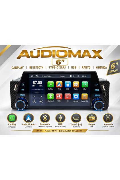 5” EKRANLI UNİVERSAL TEYP KABLOSUZ CAR PLAY VE ANDROİD AUTO DESTEKLİ