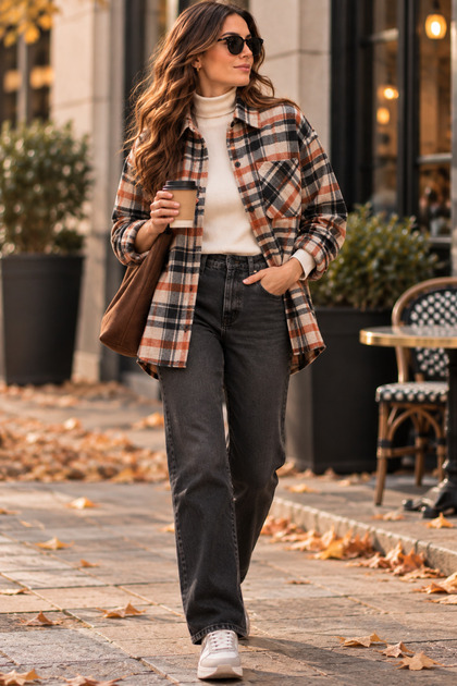 Kadın Oversize Ekose Oduncu Gömlek