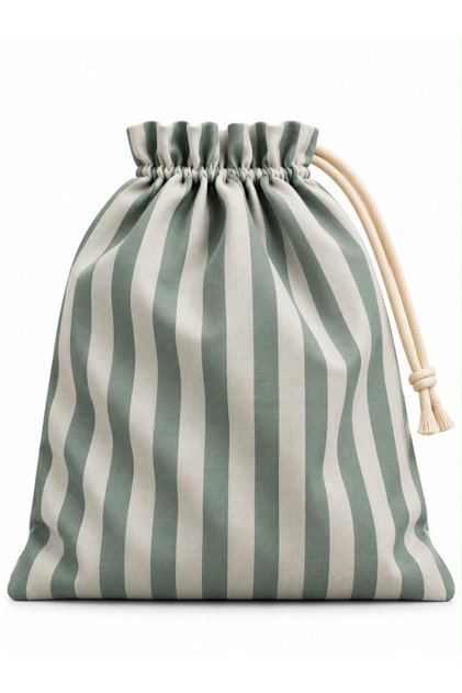 Striped Satin Pouch 20 X 25 cm Green Gift Pouch Organizer