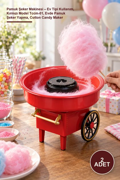 2 Cotton Candy Machines – Home Use, Red Model Tccm-01, Making Cotton Candy at Home, Cotton Candy Maker