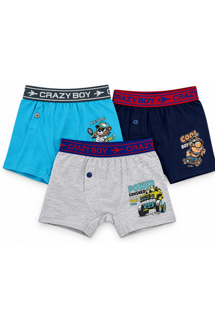Boys' Elastane Printed Boxer Briefs 3-Pack Mixed Patterns (Mixed Packaged)