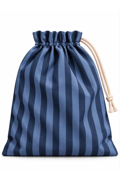 Striped Satin Pouch 20 X 25 cm Navy Blue Gift Pouch Organizer