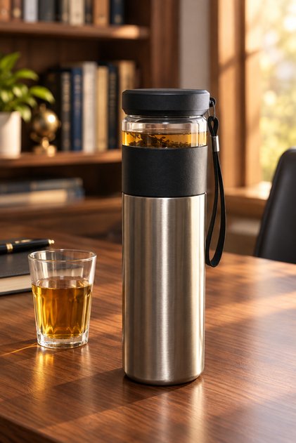 500 ML Demlikli Çelik Termos Süzgeçli Çay Kahve Termosu SUS304 Paslanmaz Çelik 6 Saat Sıcak 8 Saat Soğuk