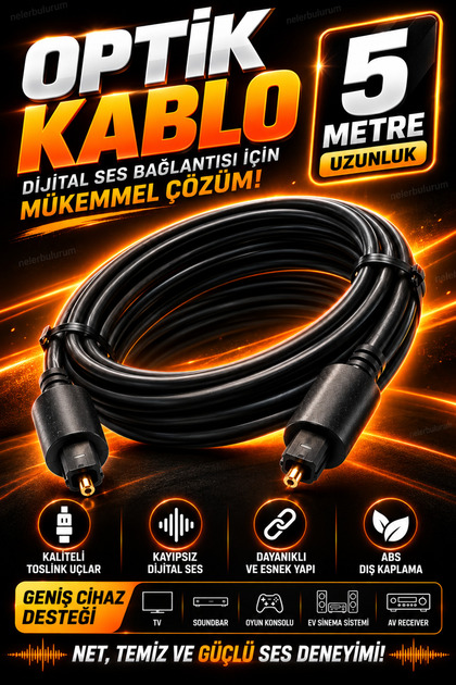5 Meter Optical Audio Cable Toslink Spdif Digital Fiber Optic Cable – Compatible with Tv, Soundbar, Home Theater System, Amplifier, and Av Receiver