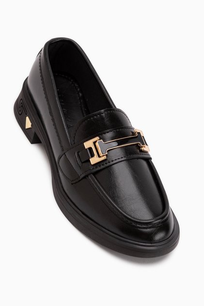 Drina Black Buckle Women's Loafer Casual Shoes