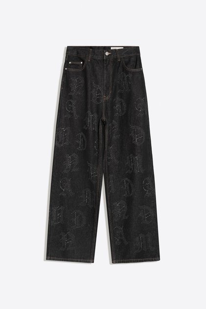 Jakarlı kumaş baggy fit jean