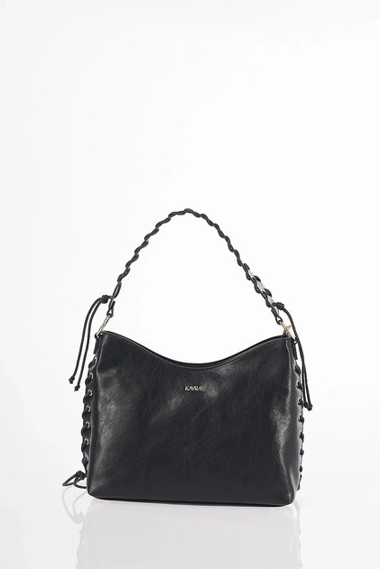 Knitted Detailed Shoulder Bag Black