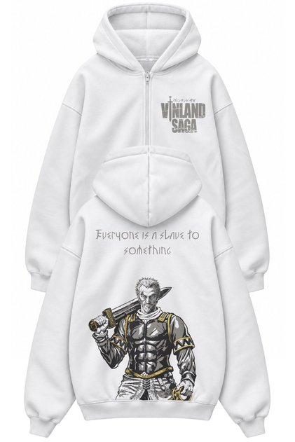 Unisex Oversize Vinland Saga Askeladd Back Printed Hooded Zipper Anime Zip Hoodie