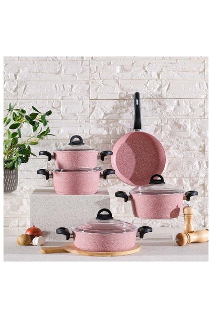 Pinkee Granitec 9-Piece Cookware Set