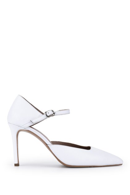 Women's Genuine Leather White Heeled Shoes