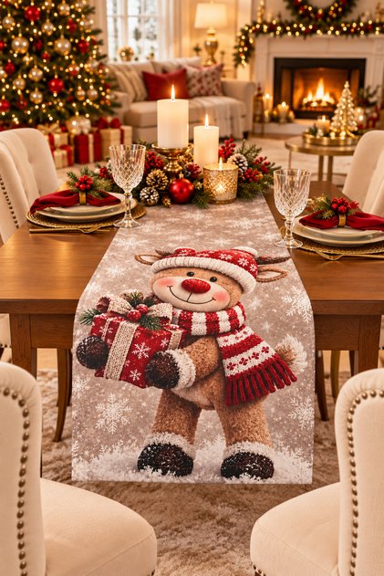 Decorative Digital Printed Suede Runner 40X140 cm - Friends - New Year - New Year's Eve