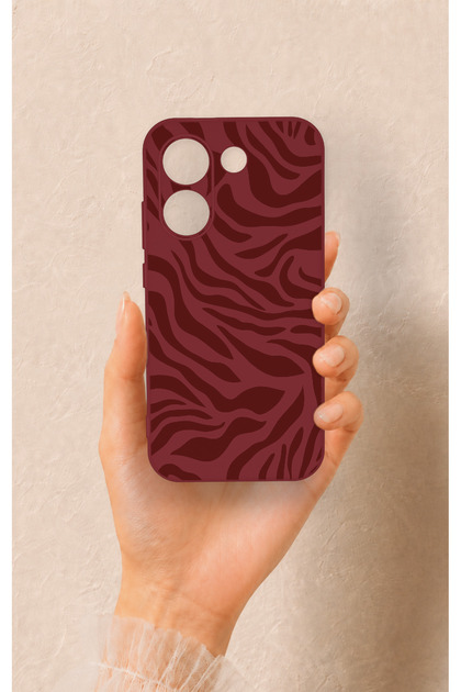 Poco X8 Pro Compatible Claret Red Zebra Patterned Silicone Case