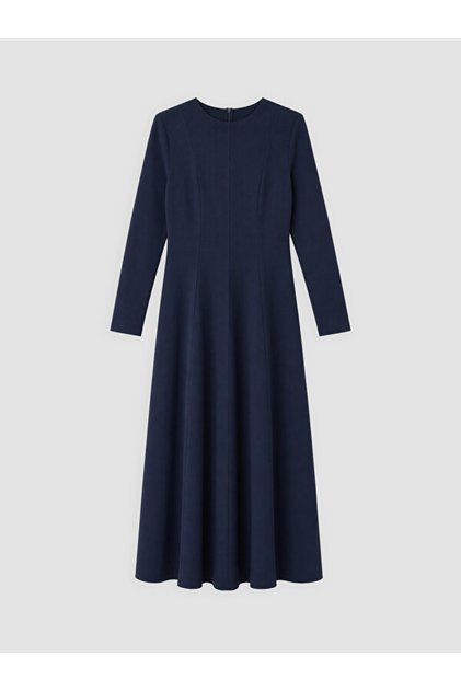 Women's crew neck fitted waist dress