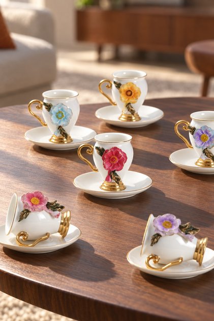 Country Sun 6-Person Porcelain Coffee Cup Set - 90 ml