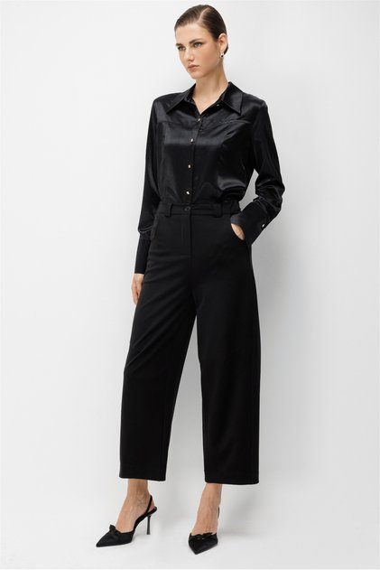 Stitched Detailed Wide Leg Trousers 16107