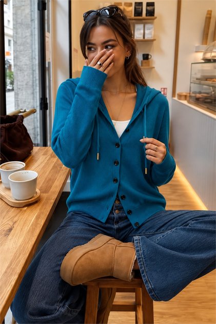 Women's Hooded Long Sleeve Front Buttoned Lace up Strawberry Fabric Cardigan Casual Comfortable Stylish Sports Cardigan Jacket