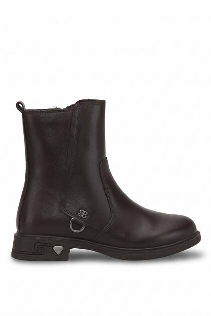 26Bk143.3450C Women's Genuine Leather Heeled Boots Brown
