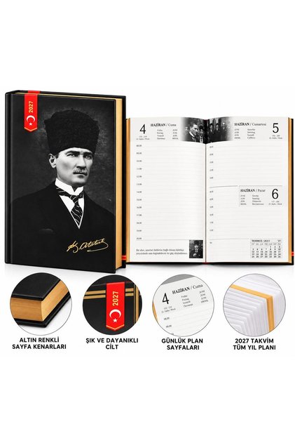 Sert Kapak 17x24 Atatürk Ajanda 2027 Çizgili