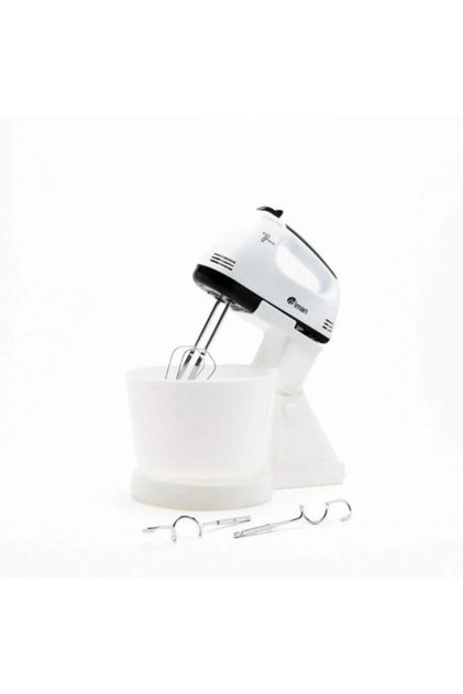 Mixer cu bol din plastic, 350 W, 7 viteze, 2 palete, 2 cârlige pentru aluat