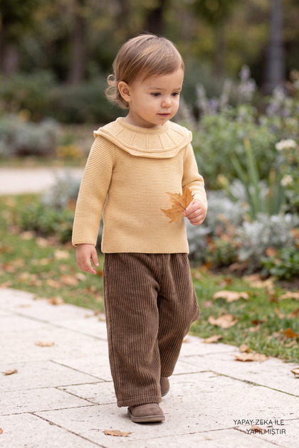 Knitwear Sweater and Corduroy Trousers Set - Baby Girl Ruffle Collar Combination 9-36 Months
