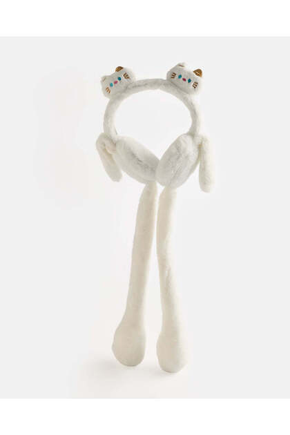 Girls White Character Embellished Earmuffs