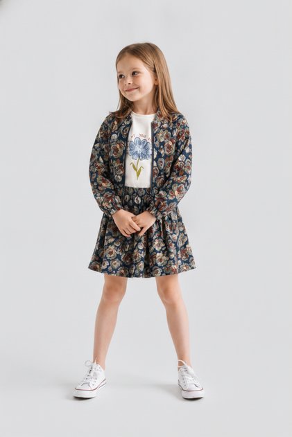 Girls' Retro Patterned Jacket
