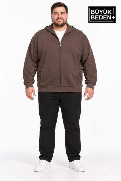 Men's Large Size Two-Thread Hooded Zipper Pocket Sweatshirt Cardigan Spr26Bhr961