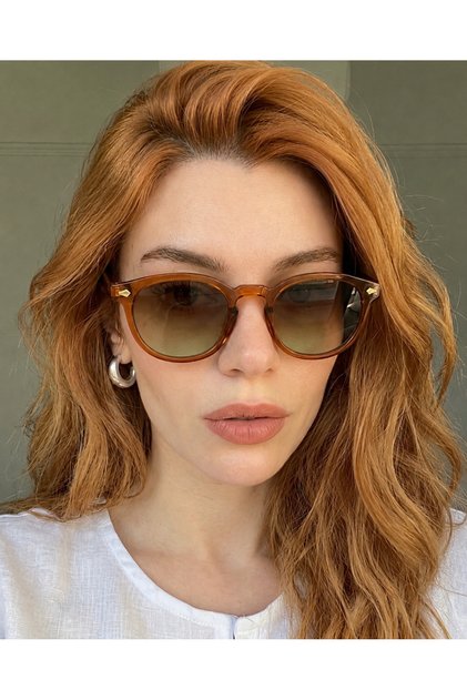 Moss Caramel Gradient Glass Uv400 Protection Sunglasses Autumn Shades