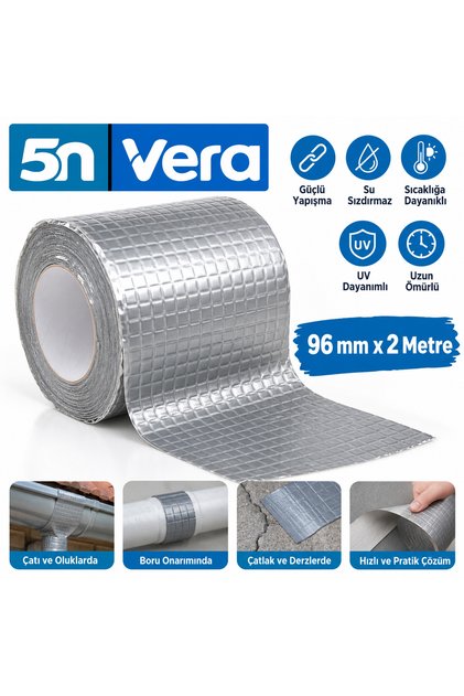 Vera 96 mm x 2 Metre Sakız Bandı – Su Sızdırmaz Çamur Bant, Çatı Izolasyon ve Tamir Bandı | Boru, Oluk, Çatlak ve Yalıtım Için
