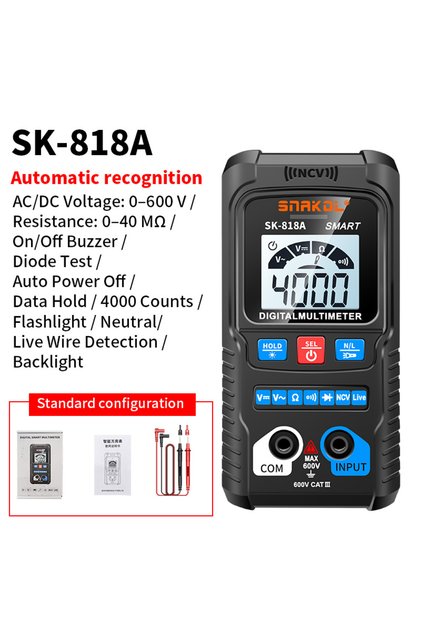SK-818A SNAKOL SK-818A High Precision Digital Multimeter Anti-Burn Auto Shutdown Small Mini Electric