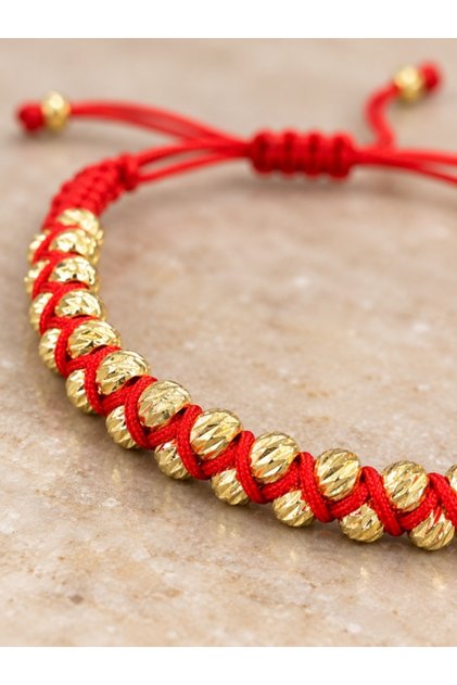 Red String Double Row Dorica Bulk Macrame Gold Color Adjustable Women's Bracelet