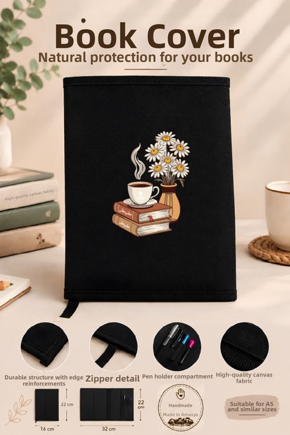 Natural Fabric Book Cover,Washable Book Cover,Book Protector,16X22 cm Book Protective Bag,Book Sleeve,Book Bag,Book Lover Gift,Organizer,Notebook Agenda Cover