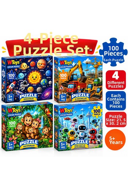 4 Pieces 100 Piece Puzzle Set-1