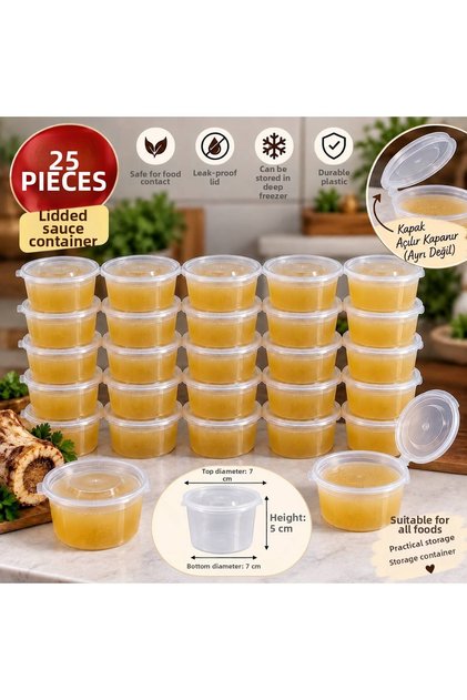 25 Pieces Sauce Container with Lid Storage Container Transparent Mini Sauce Container Meat Bone Broth and Ice Tray Container