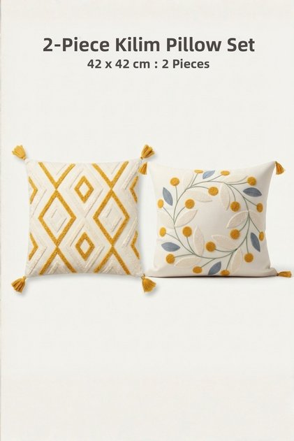 Aura Set of 2 Decorative Throw Pillow Covers 42X42 cm