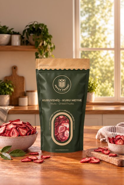 Antep Pazarı Dried Strawberry Chips - No Sugar Added - 50g