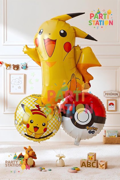 Pokemon Pikachu Concept 3 Piece Balloon Set Pokemon Ball Balloon, Pikachu Balloon Set