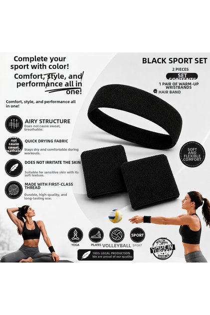 Pilates Yoga Volleyball Tennis Hair Band Wristband Set