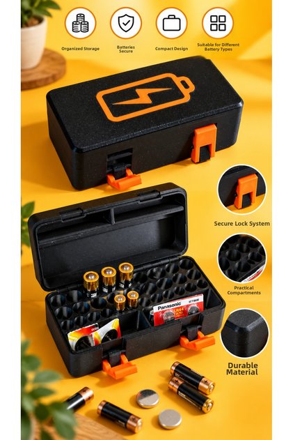 Battery Storage Box – Multi-Compartment Battery Organizer, Organizer and Carrying Case