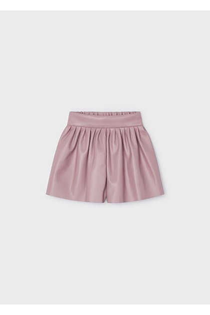 Kışlık Kız Çocuk Deri Şort Etek - Pembe