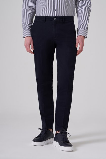 Erkek Lacivert Pamuk Trend Dynamic Fit Chino Pantolon