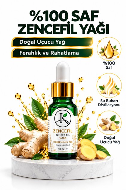 Zencefil Uçucu Yağ 10mL %100 Saf ve Doğal Cam Damlalıklı (Ginger Essential Oil)